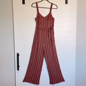 Burnt orange striped American Eagle jumpsuit, size M